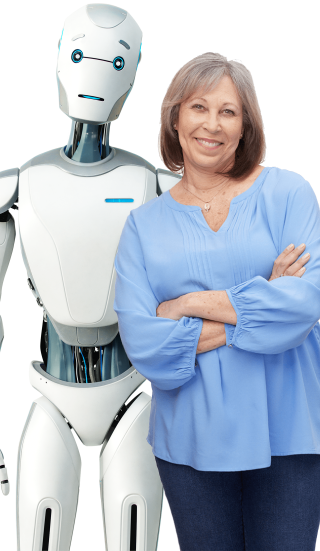 robot with woman